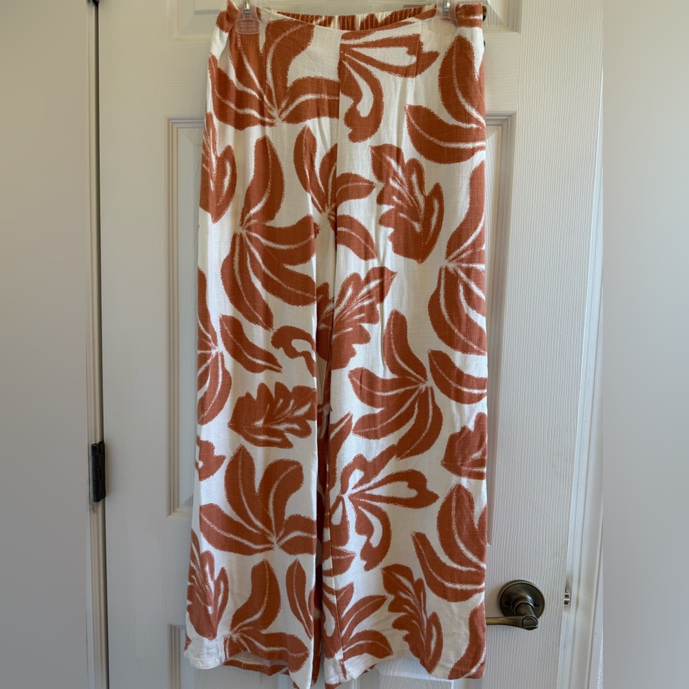 Women’s Wide Leg Pants White & Orange Sienna Sky Size Large